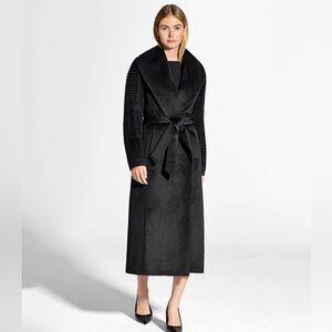 Sentaler Suri Alpaca Long Shawl Collar Wrap Coat With Ribbed Sleeves
